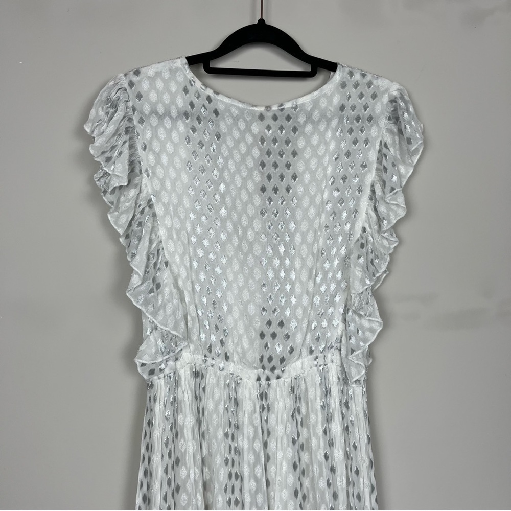 NWT ANTHROPOLOGIE RAGA WHISKED AWAY SURPLICE DRESS IN SILVER WHITE SIZE SMALL - Picture 10 of 15
